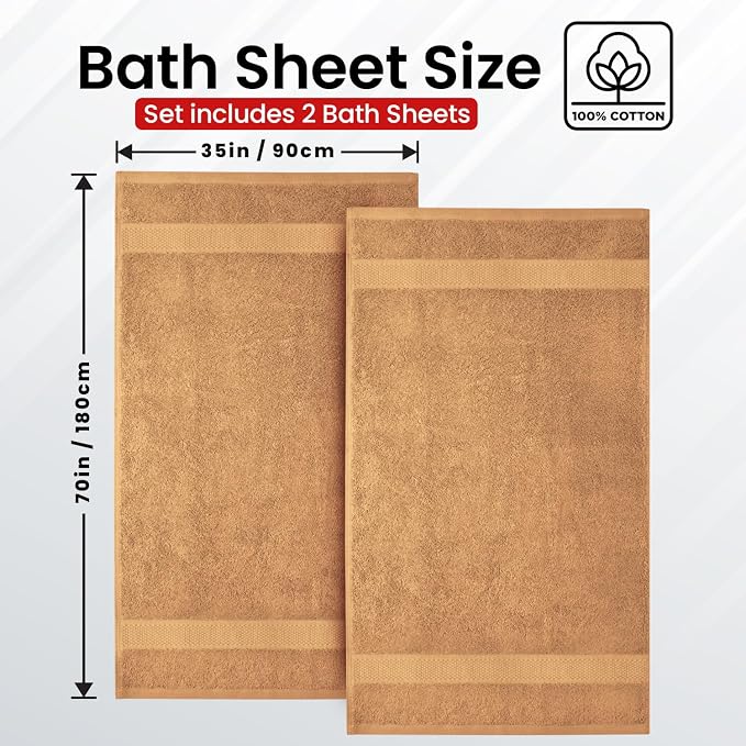 Infinitee Xclusives– Luxury Bath Sheets Towels – 2 Pack 600 GSM– 100% Ring Spun - Image 3