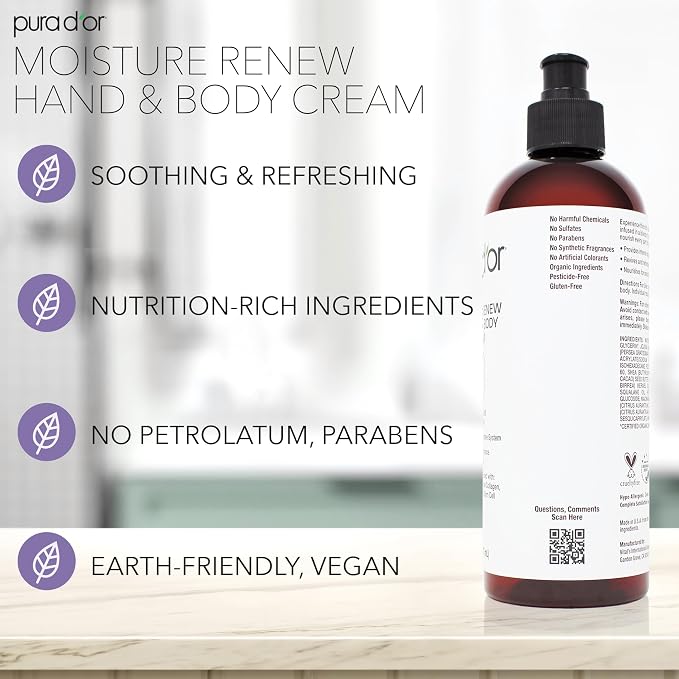 PURA D'OR 16 Oz Moisture Renew Hand & Body Cream – Ultra-Hydrating Daily - Image 5