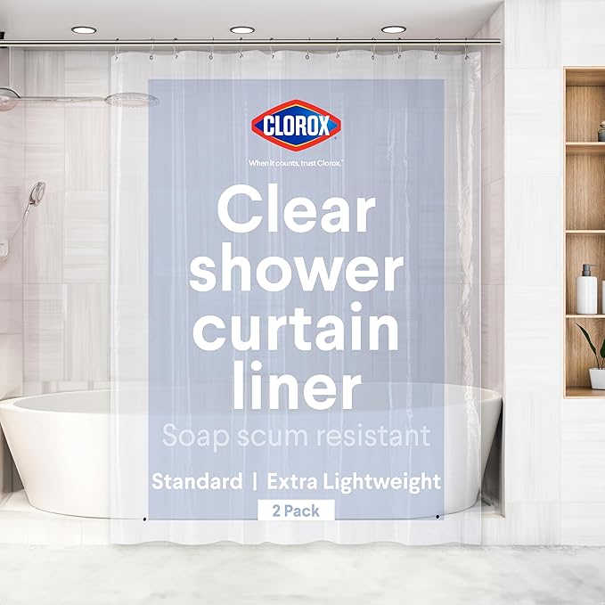 CLOROX Shower Curtain Liner, Premium Lightweight Flexible Waterproof 3g PEVA by MainstreamInternational
