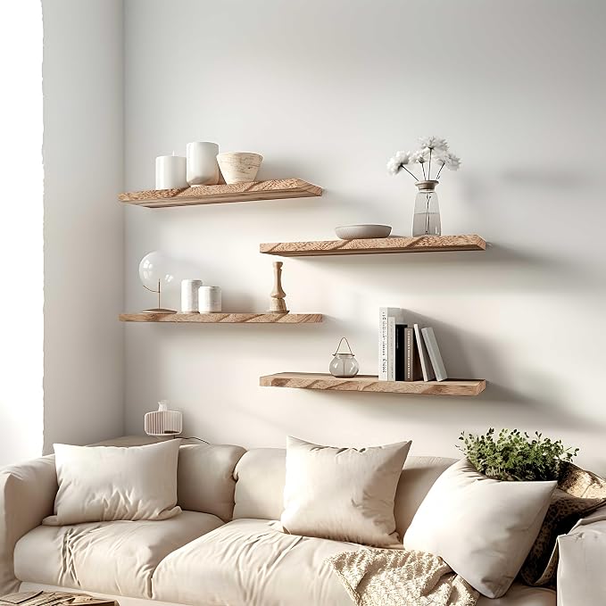 24 Inch Floating Shelves for Wall Rustic Light Wood Wall Shelves for Bedroom - Image 6