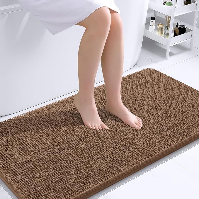 OLANLY Bathroom Rugs 44x24, Extra Soft Absorbent Chenille Bath Rugs, Rubber by OLANLY