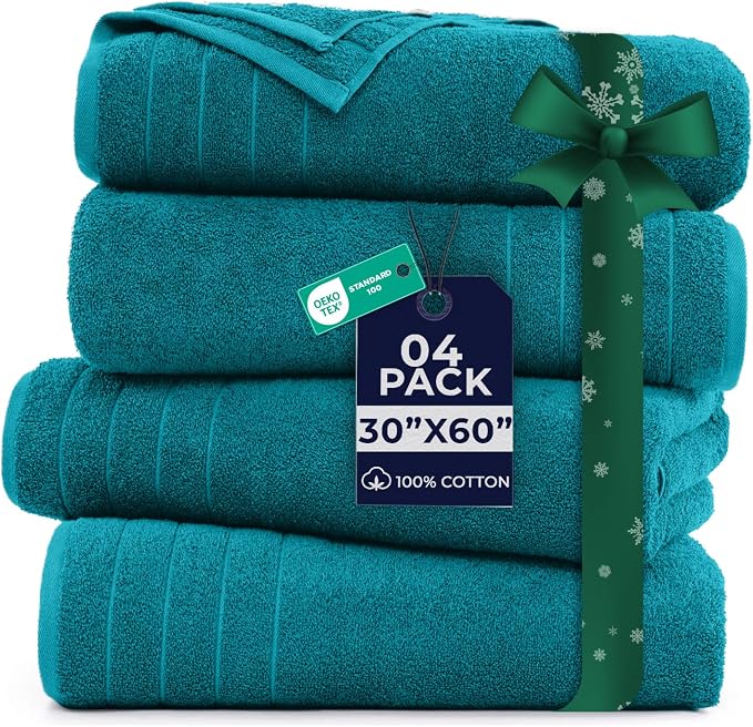 DAN River Extra Large Bath Towels Set of 4, 30 x 60 Inches by DanRiver