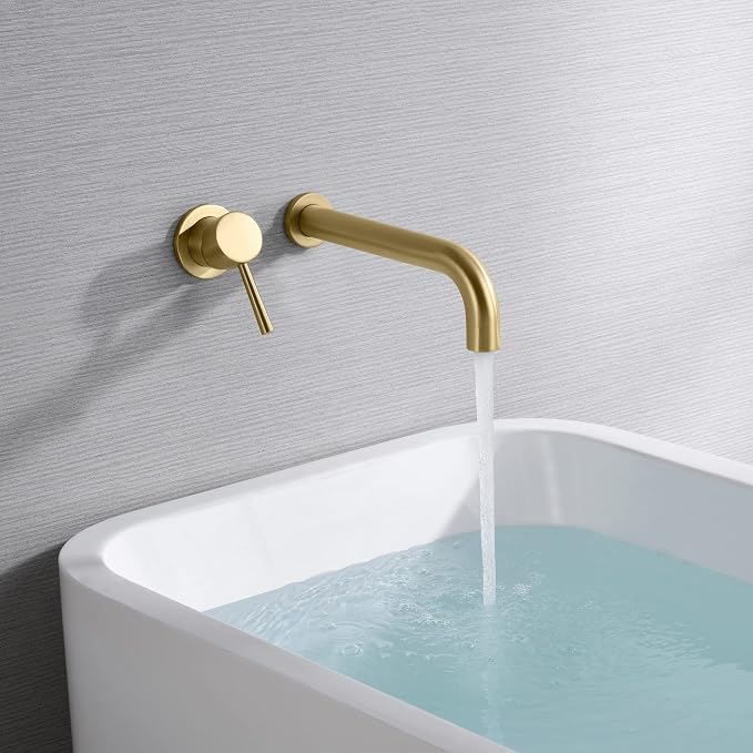 sumerain Tub Filler Wall Mount Roman Tub Faucet Brushed Gold Single Left-Handed - Image 5