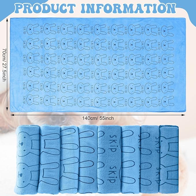 Peryiter 8 Pcs Dog Drying Towels Bulk 55'' x 28'' Pet Grooming Absorbent - Image 3
