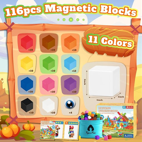 116 PCS Magnetic Blocks Set, STEM Educational Preschool Sensory Toys - Image 2