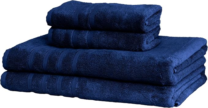 Mosobam Luxury Turkish 4pc XL Towel Set 35X70 16X30 Navy Blue Oversize 700 GSM by Mosobam