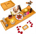 Foldable Bathtub Caddy Tray, Bamboo Bath Tub Tray Table by BESHOF