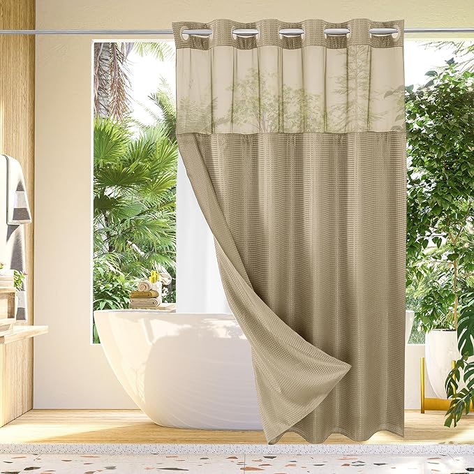 Gibelle No Hook Waffle Weave Shower Curtain by Gibelle