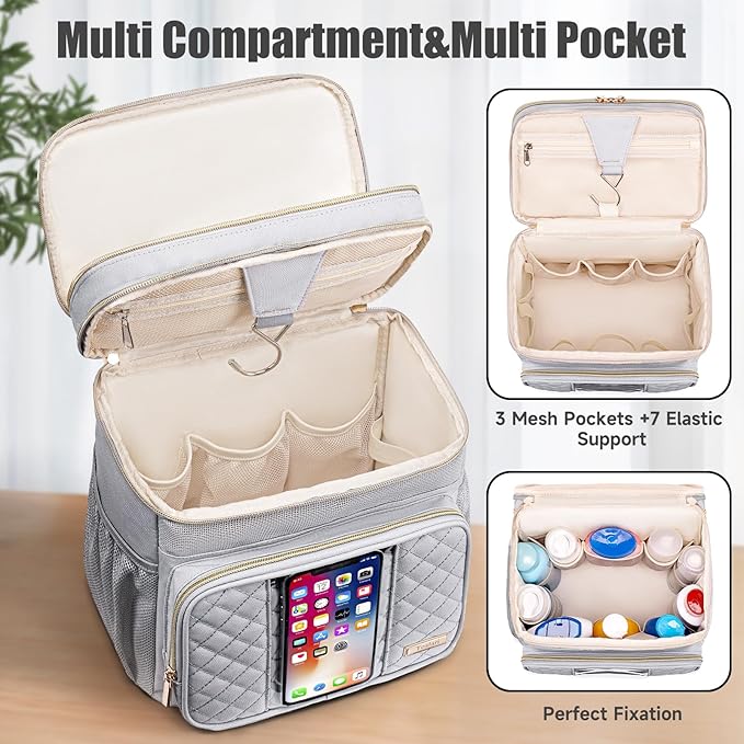 Large Toiletry Bag for Women Men, Bathroom Bag, Water Resistant Shower Bag - Image 5