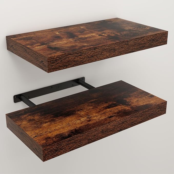 Floating Shelves for Wall, 7.9" Deep Wall Mounted Wood Shelves for Bathroom - Image 3