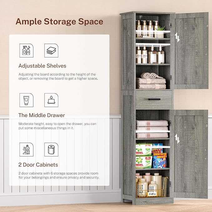 WEENFON Tall Bathroom Cabinet, Storage Cabinet - Image 6