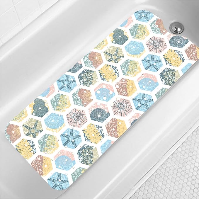 Starfish Bathtub Mat Non Slip for Kids 40x16in Extra Long Anti Slip Geometry by Denifeiya