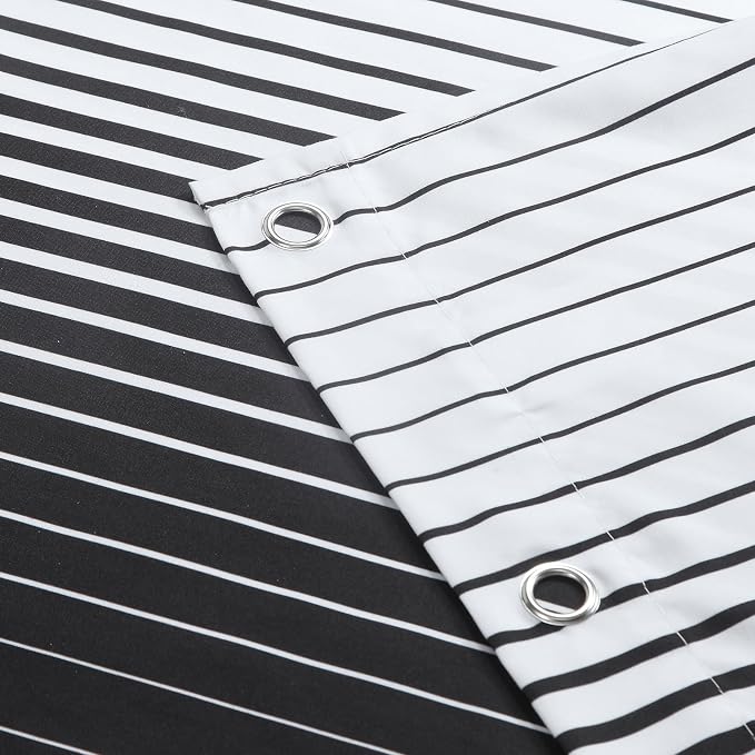 Black Shower Curtain, Modern Black and White Gradient Vertical Stripe - Image 4