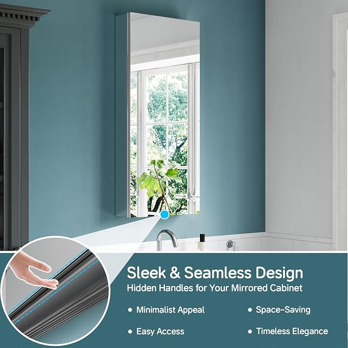 16"x36" Bathroom Mirror Medicine Cabinet, Aluminum Medicine Cabinet - Image 5