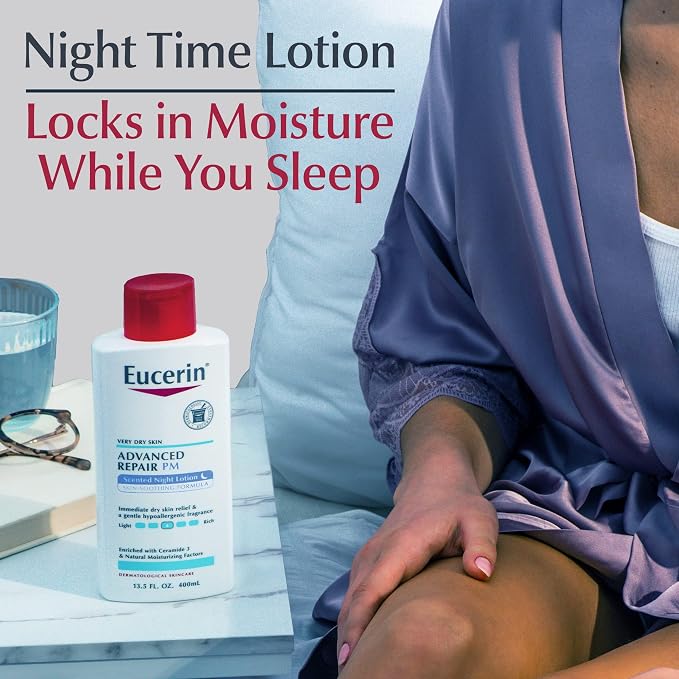 Eucerin Advanced Repair Scented Night Lotion, 48 Hour Moisturizing Body Lotion - Image 4