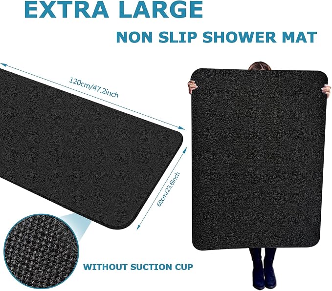 godehone Shower Mats Non Slip Without Suction Cups, PVC Loofah Bathroom Mats - Image 2