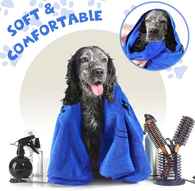 Chumia 4 Pcs Dog Towels for Drying Dog Puppy Bulk Microfiber Absorbent Paw - Image 7