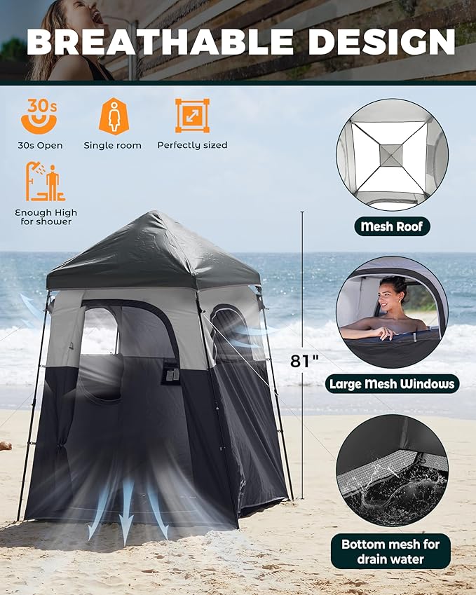 KingCamp Instant Shower Tent, Portable Superior Stable Privacy Shelter - Image 4