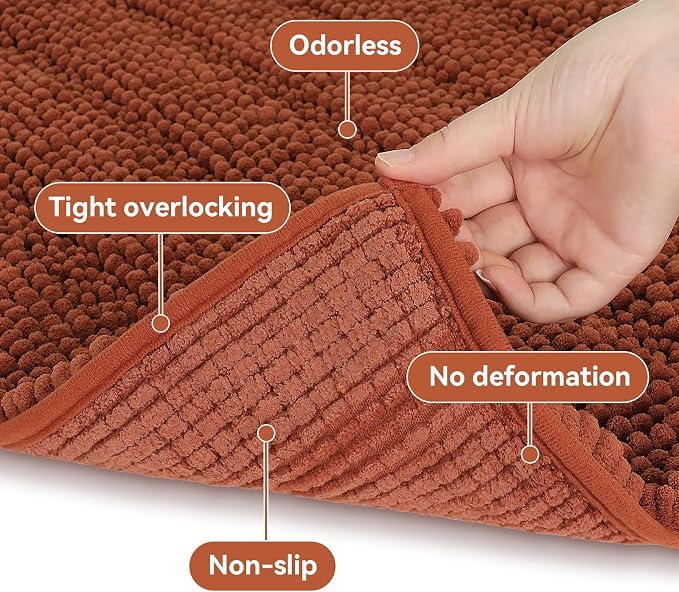 Bcoimo 70"×24" Chenille Bath Mat – Non-Slip - Image 5