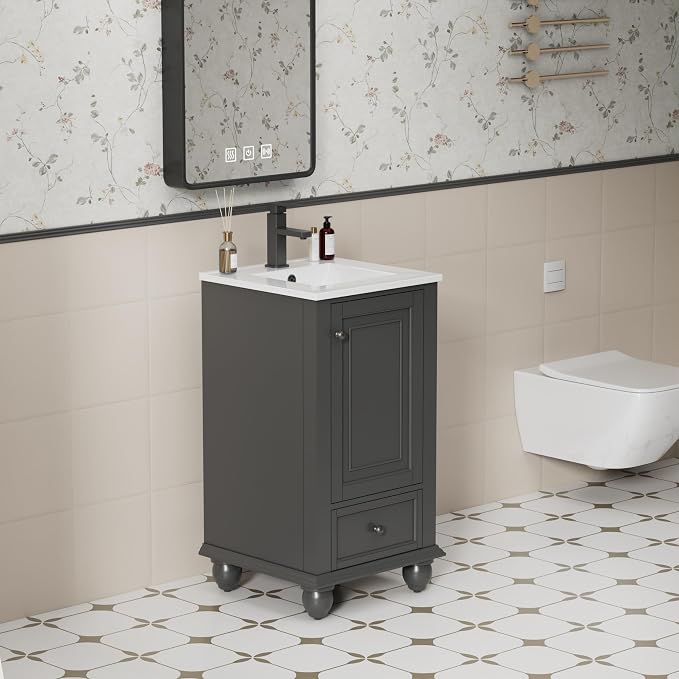 eclife 18" Bathroom Vanity Sink Combo Vintage Style - Image 3