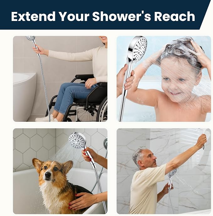 BRIGHT SHOWERS Extra Long Shower Hose 118 Inches – Stainless Steel Handheld - Image 7