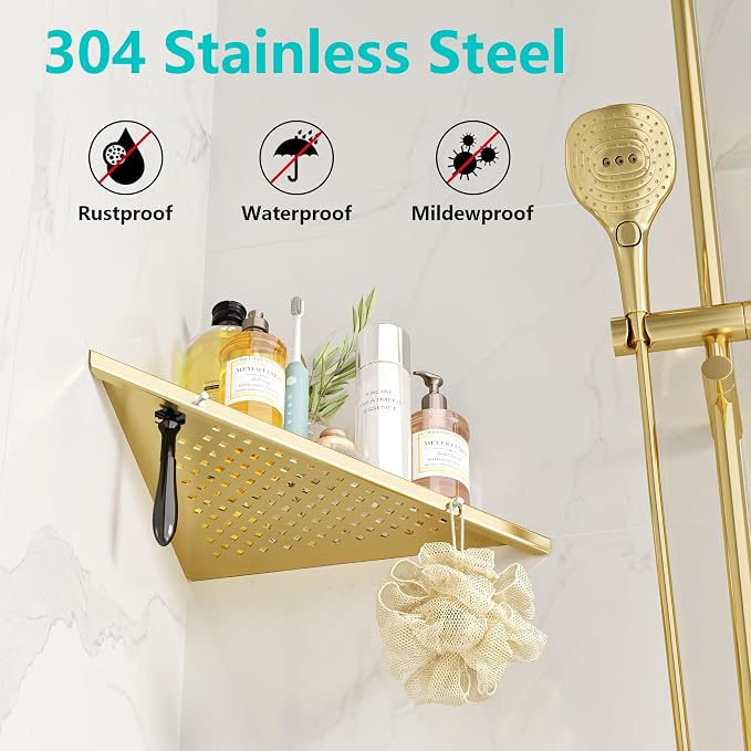 10" Bathroom Corner Shelf, 2 Pack Recessed Shower Shelf Caddy, SUS304 Stainless - Image 2