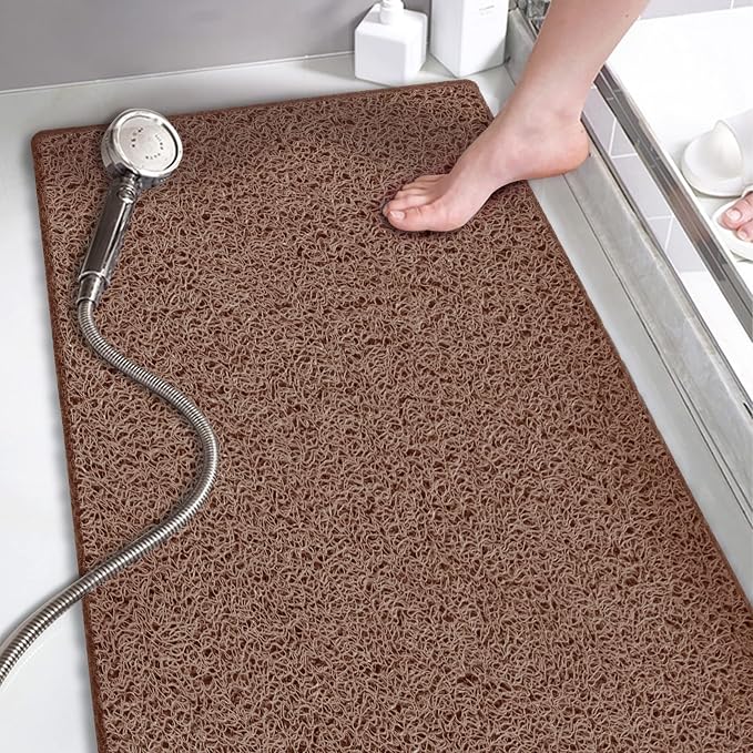 godehone Shower Mats Non Slip Without Suction Cups, PVC Loofah Bathroom Mats by godehone
