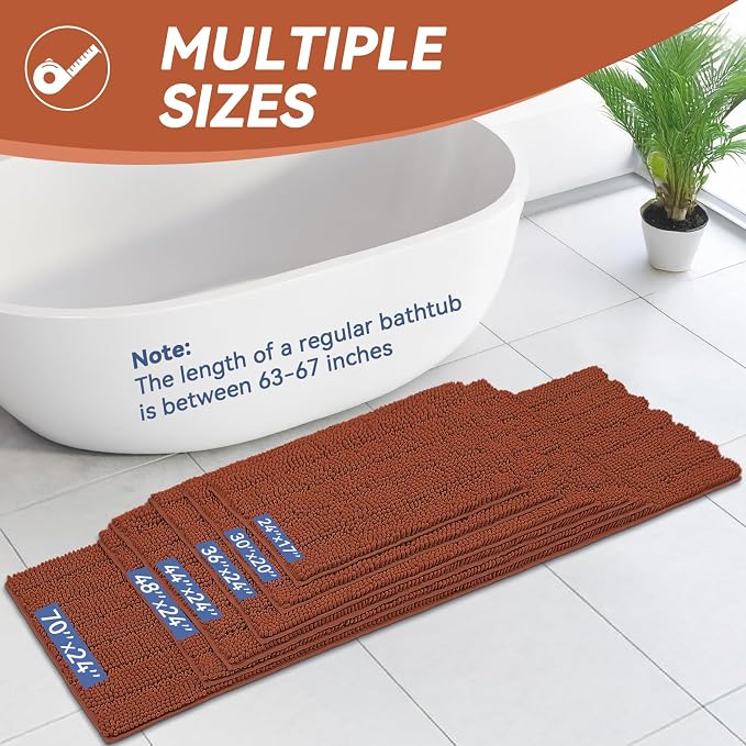 Bcoimo 48"×24" Chenille Bath Mat – Non-Slip - Image 2