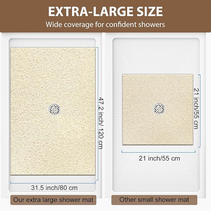 Shower Mat Non Slip: 47.2 x 31.5 Inch Extra Large Shower Mats - Image 2