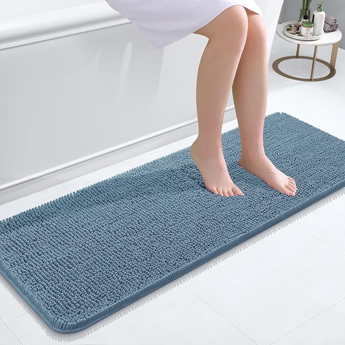OLANLY Bathroom Rugs 47x17, Extra Soft Absorbent Chenille Bath Rugs, Rubber by OLANLY