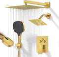 Shower Faucet Set Brushed Gold Shower System, Push Button Diverter 3-Way Shower by SFGSOWOR