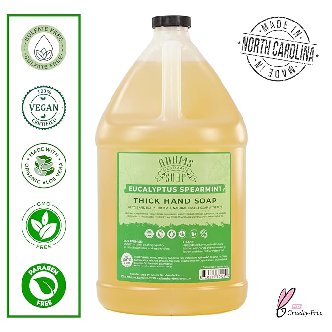 Adams Handmade Soap Liquid Organic Castile Thick Hand Soap 1 Gallon - Image 2