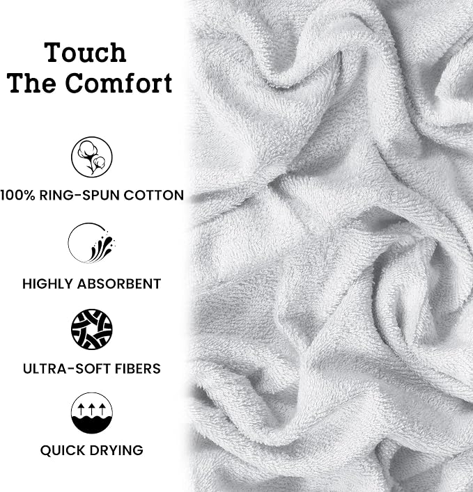 Casa Lino 100% Cotton Bath Towels Set of 4 - Image 5