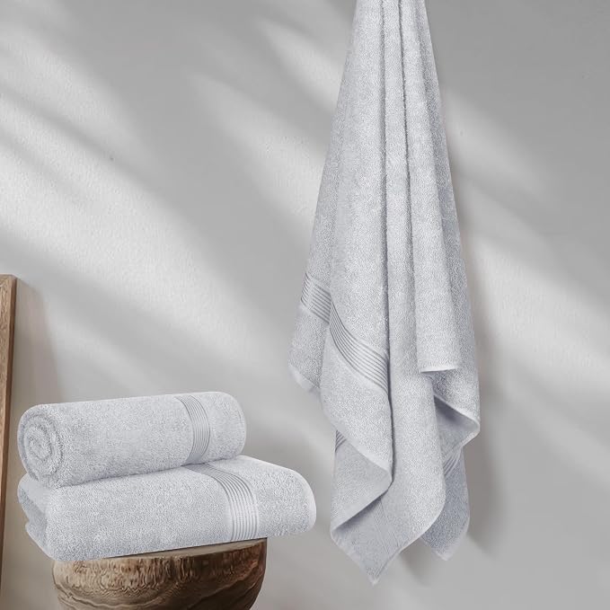 Elvana Home Cotton 2 Pack Oversized Bath Towel Set 28x55 inches, Large Bath - Image 4