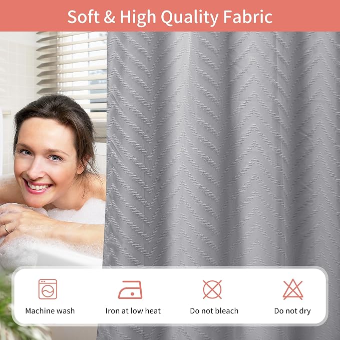 Hookless Shower Curtain with Snap in Liner 71" x 74" Double-Layer Waterproof - Image 5