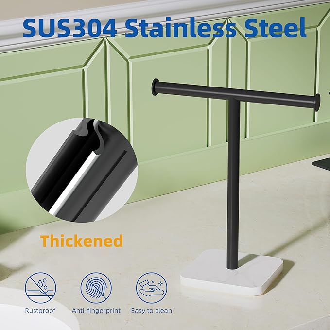 RUACQ Hand Towel Holder, T-Shape Free Standing Hand Towel Holder Stand - Image 4
