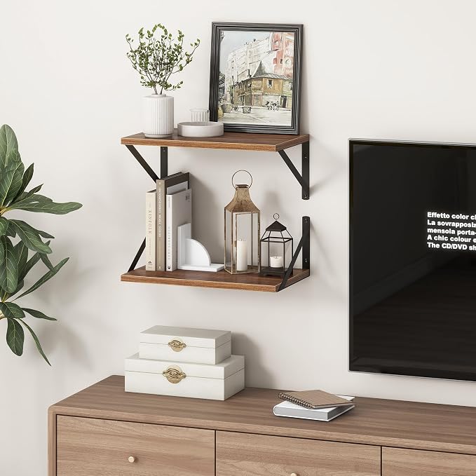 Fun Memories 10 Inch Deep Floating Shelves, Walnut Floating Shelf 16 Inch Long - Image 2