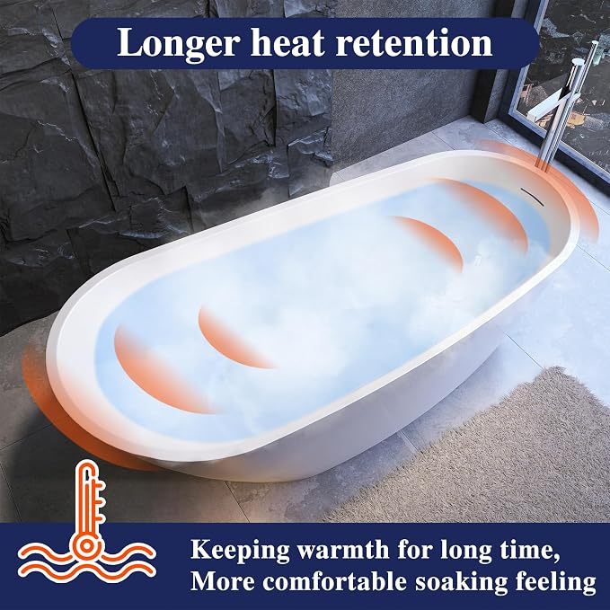 67" Acrylic Free Standing Tub, Stand Alone Tub, Freestanding Bathtub, Soaking - Image 5