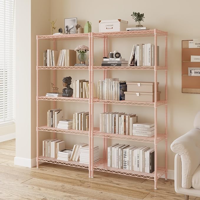 5 Tier Storage Racks Shelving, Heavy Steel Pantry Shelves, Adjustable Wire - Image 8