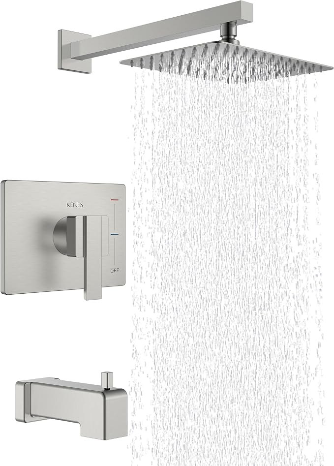 KENES Brushed Nickel Tub Shower Faucet Set Complete, Tub and Shower Trim Kit by KENESBathroomKitchen