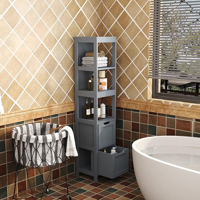 HOMEFORT Bathroom Storage Cabinet, Slim Tall Cabinet, Narrow Floor Cabinet - Image 4