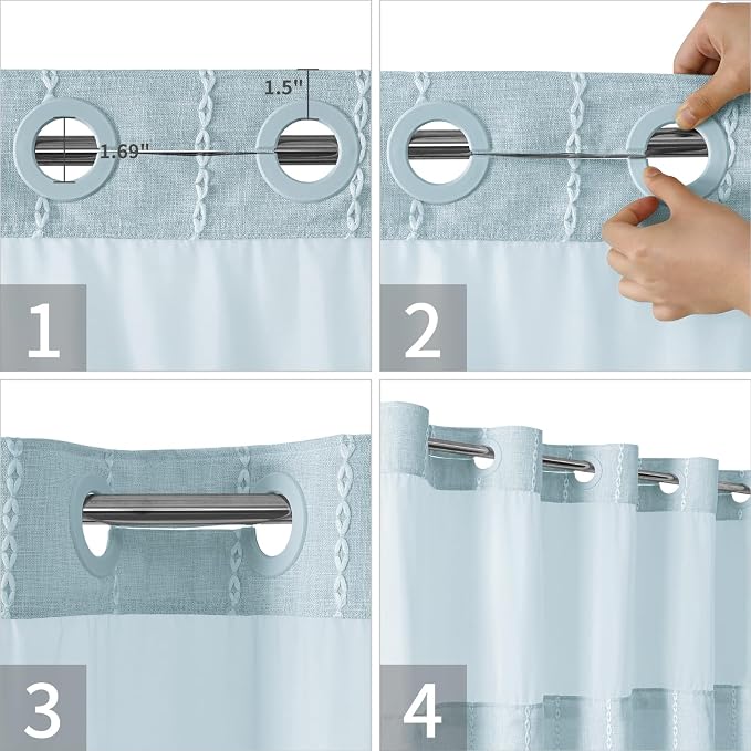 No Hook Extra Long Shower Curtain Set - Image 5