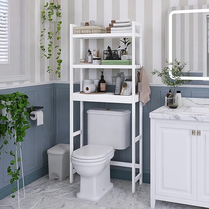 SMIBUY Bathroom Storage Shelf, Bamboo Over-The-Toilet Organizer Rack, - Image 4