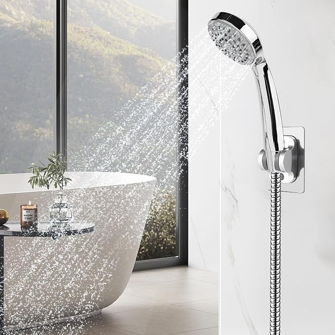 2Pcs Strong Adhesive Adjustable Shower Head Holder- Wall Mounted Heavy Duty - Image 6
