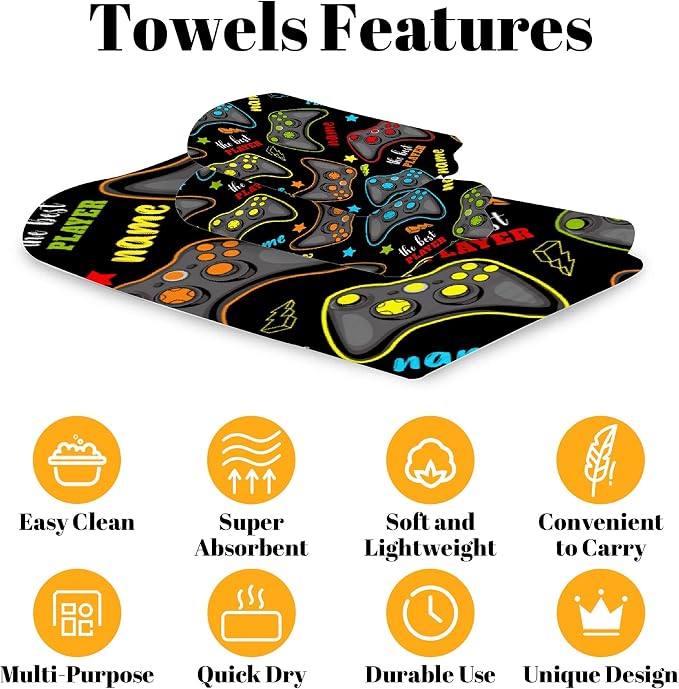 Custom Name Gaming 3 Piece Towel Bathroom Sets, 1 Bath Towel, 1 Washcloth - Image 4