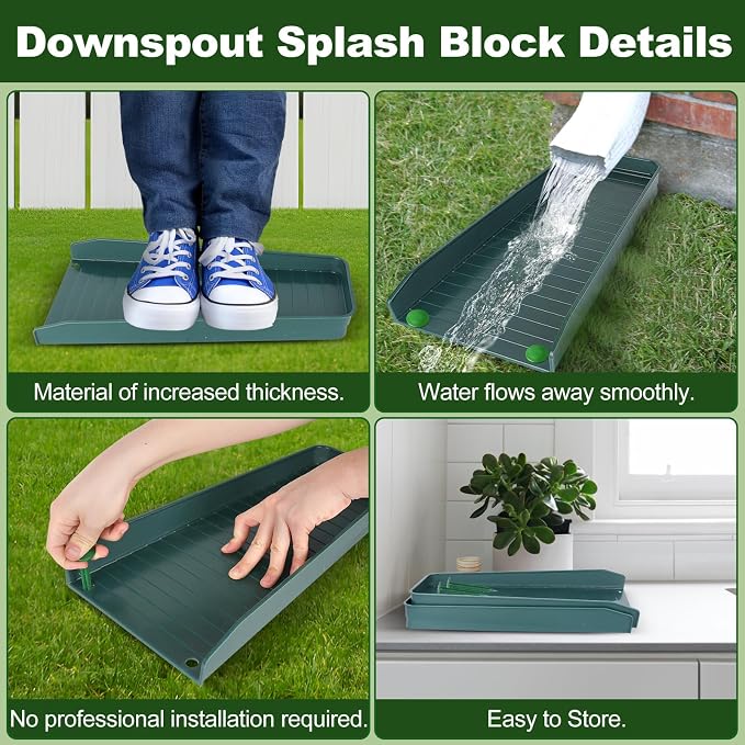 Gutter Downspout Splash Block, 16.3"Drain Gutter Guard Diverter, Gutter - Image 5