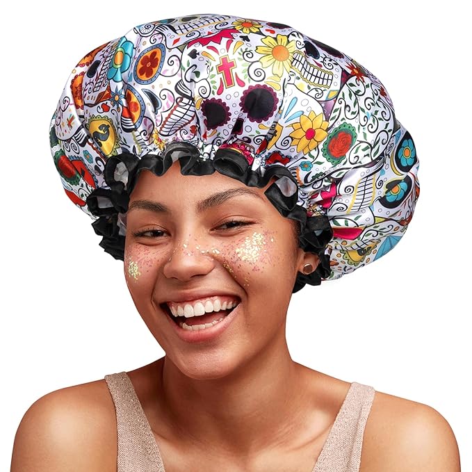 mikimini Shower Cap for Women Reusable Waterproof, Extra Large Hair Cap for by mikiminidirect