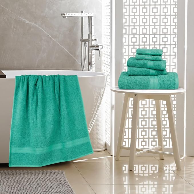 Amazon Basics 6 Piece Oversized Fade resistant Towel set, 100% Cotton towels - Image 8
