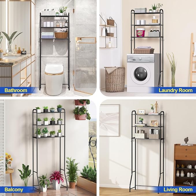 samstar 3 Tier Over The Toilet Storage Rack, Bathroom Organizer Shelves Cabinet - Image 7