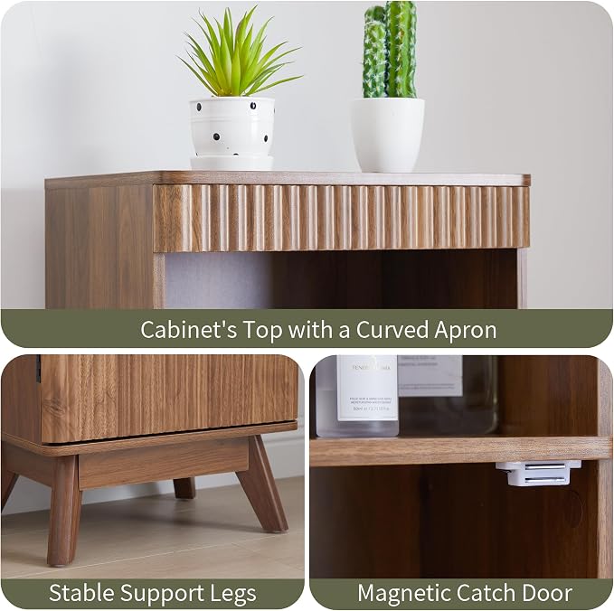68" Tall Bathroom Storage Cabinet, Narrow Fluted Tower Cabinet - Image 5